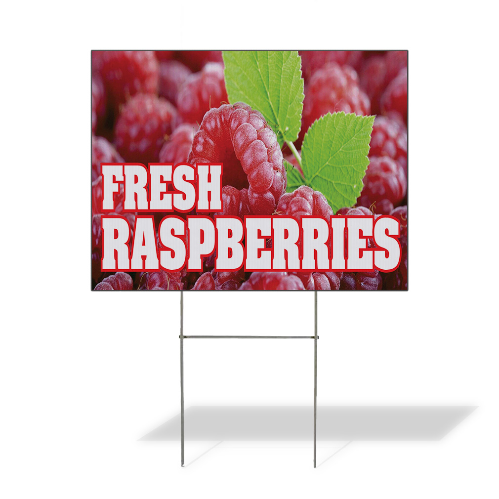 Weatherproof Yard Sign Fresh Raspberries Restaurant Cafe Bar A Red Lawn ...