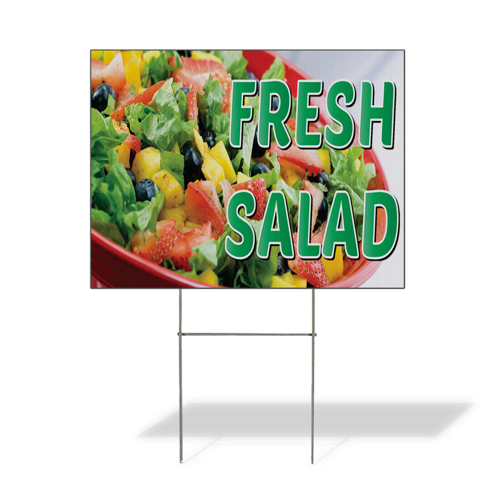 Local Salad Program Sign Weatherproof Yard Sign Fresh Salad Restaurant Cafe Bar White Lawn ...
