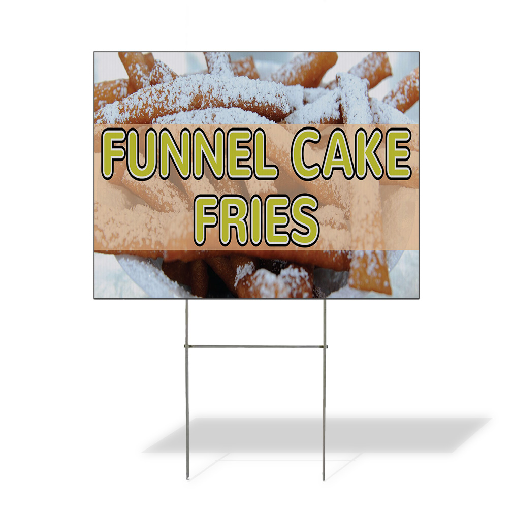 Weatherproof Yard Sign Funnel Cake Fries Restaurant Cafe Bar Brown Lawn Garden
