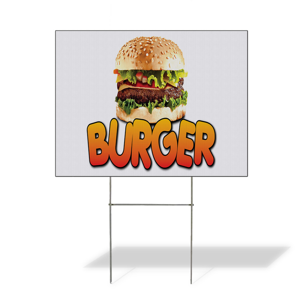 Weatherproof Yard Sign Burger Restaurant Cafe Bar B White Lawn Garden ...